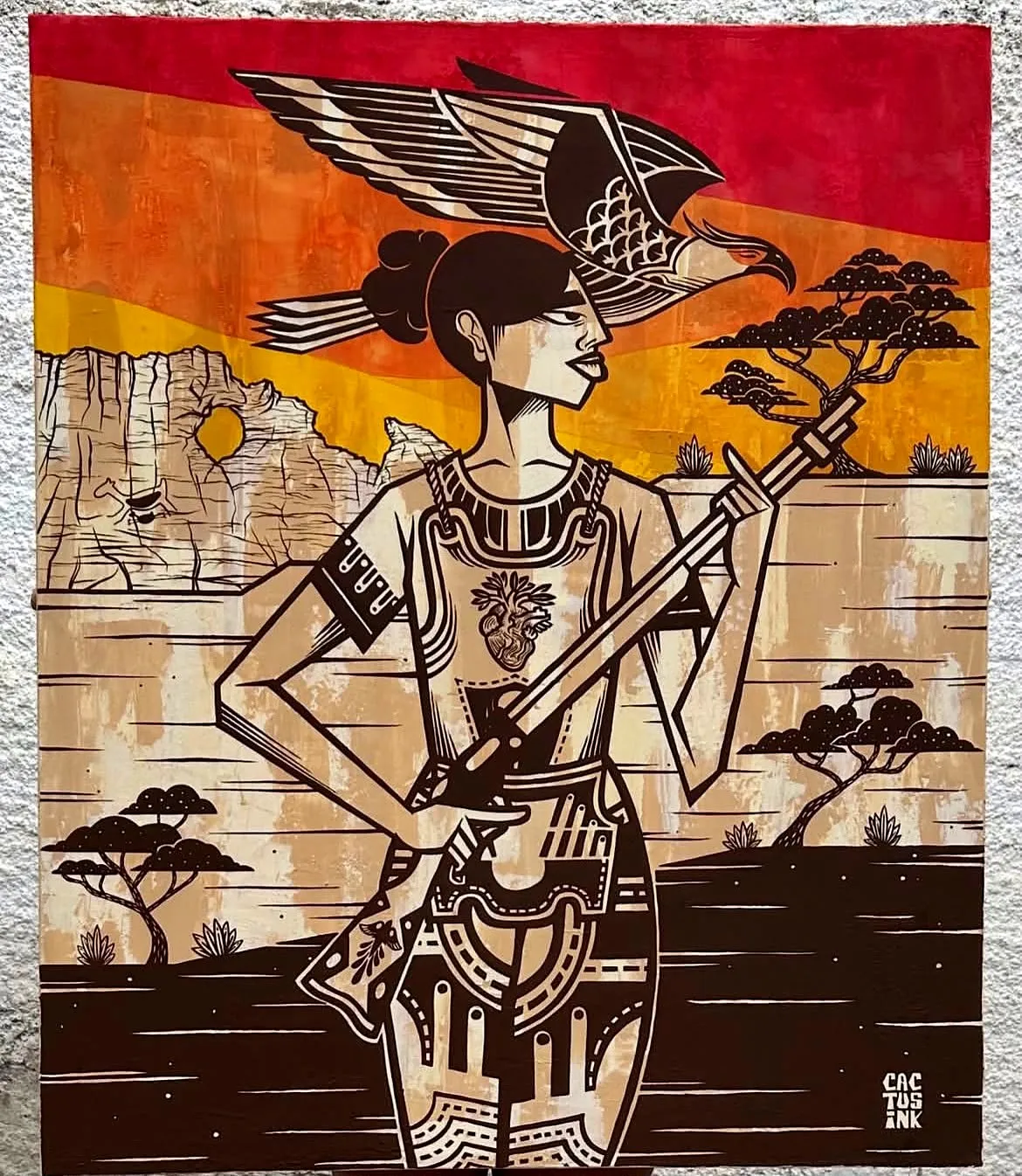 Mulher e carcará