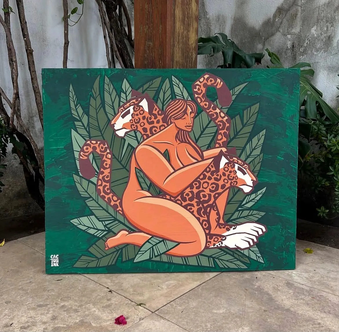 Mulher entre onças